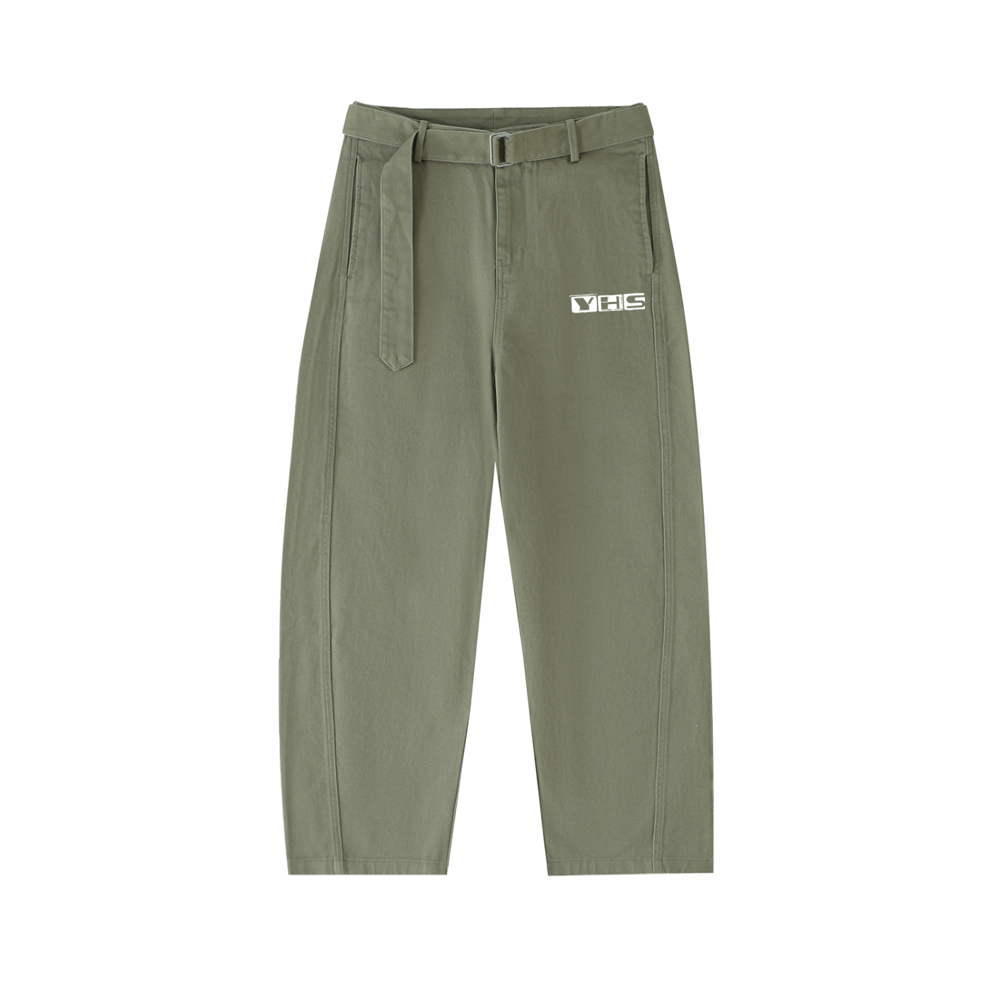 Belted Barrel-leg Chino Pants