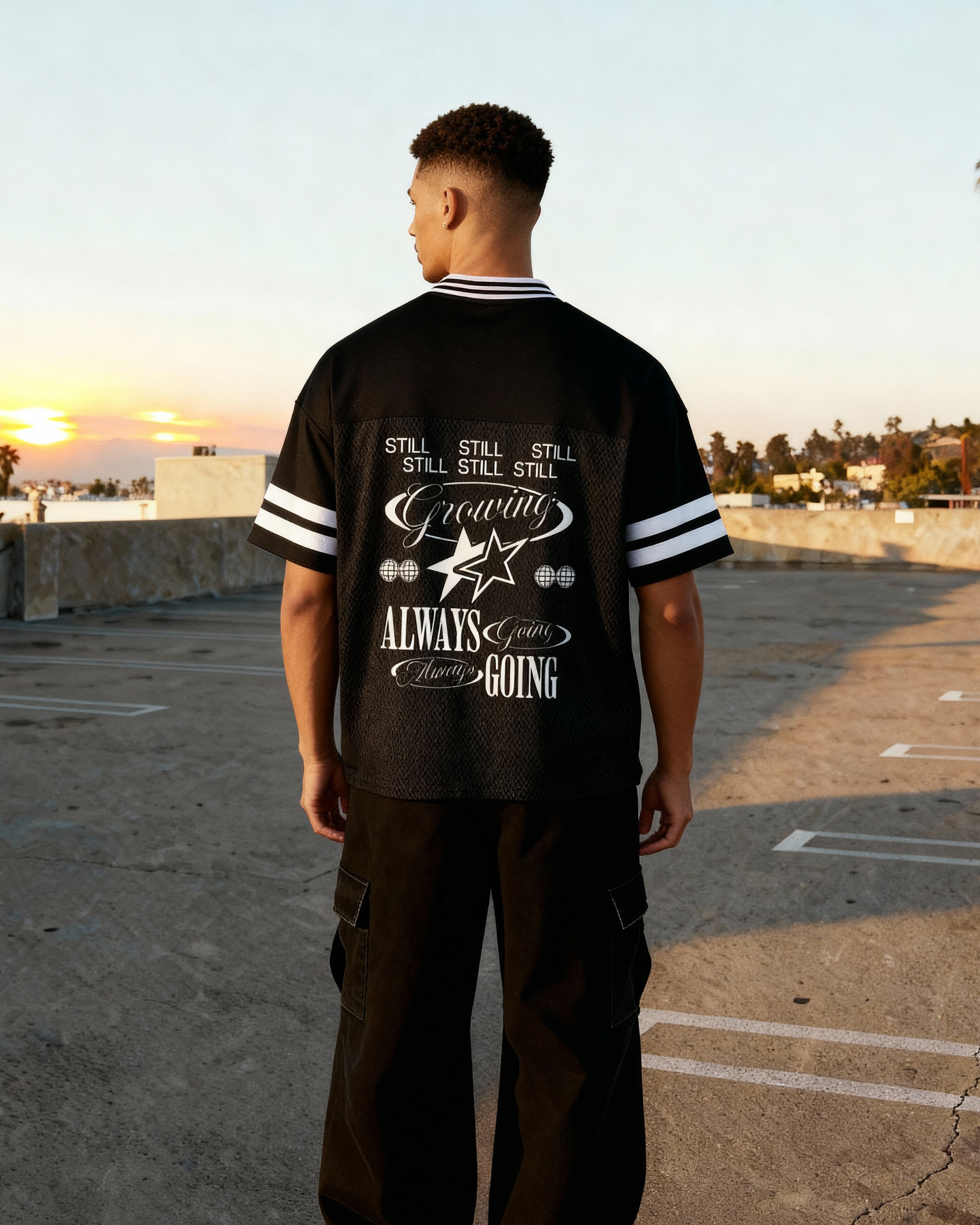 Taped Mesh Boxy T-Shirt