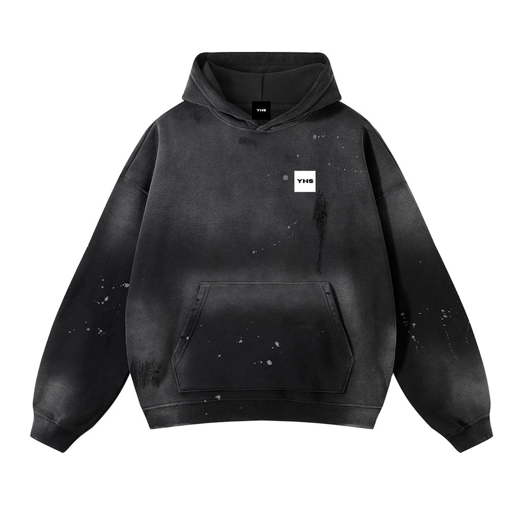 Vintage Washed Frayed Fleece Hoodie