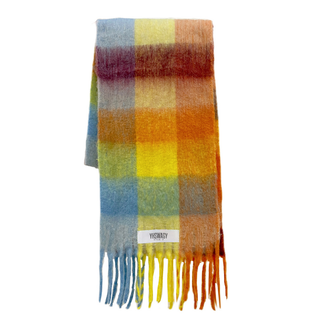 Imitation Cashmere Tassel Rainbow Scarf