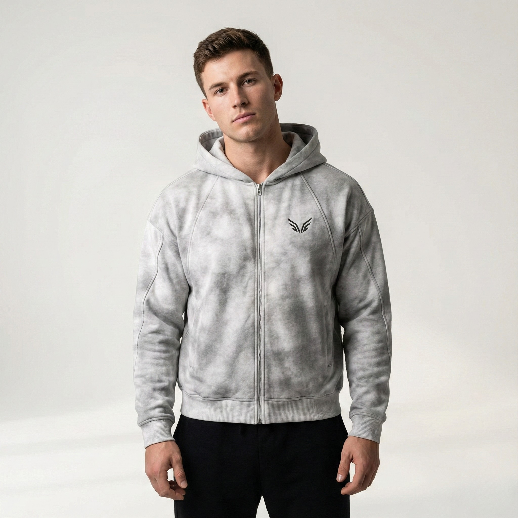Dirty Washed Zip-Up Fleece Hoodie