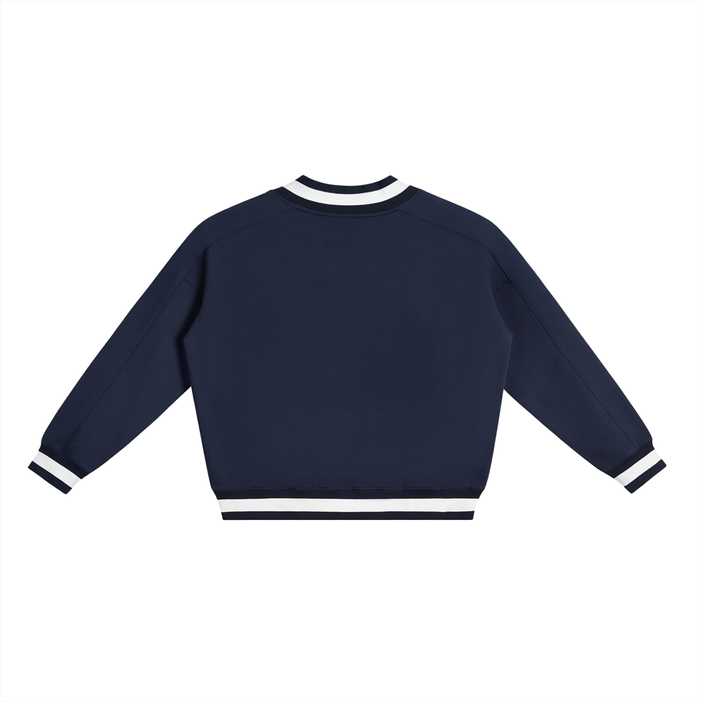 V-Neck Contrast Collar Boxy Sweatshirt
