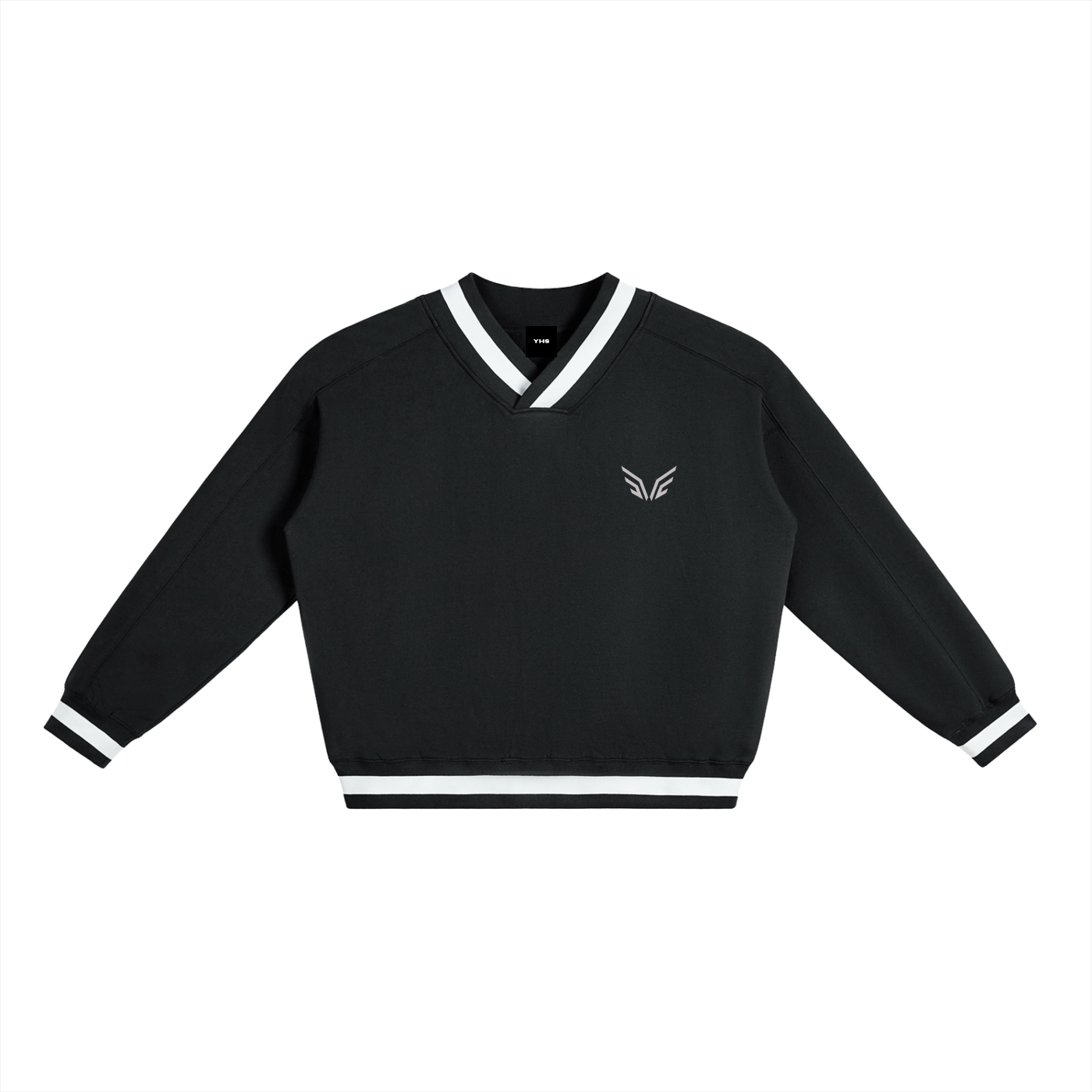 V-Neck Contrast Collar Boxy Sweatshirt