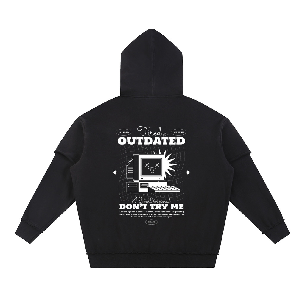 Snow Washed Raw Edge Double Layered Hoodie