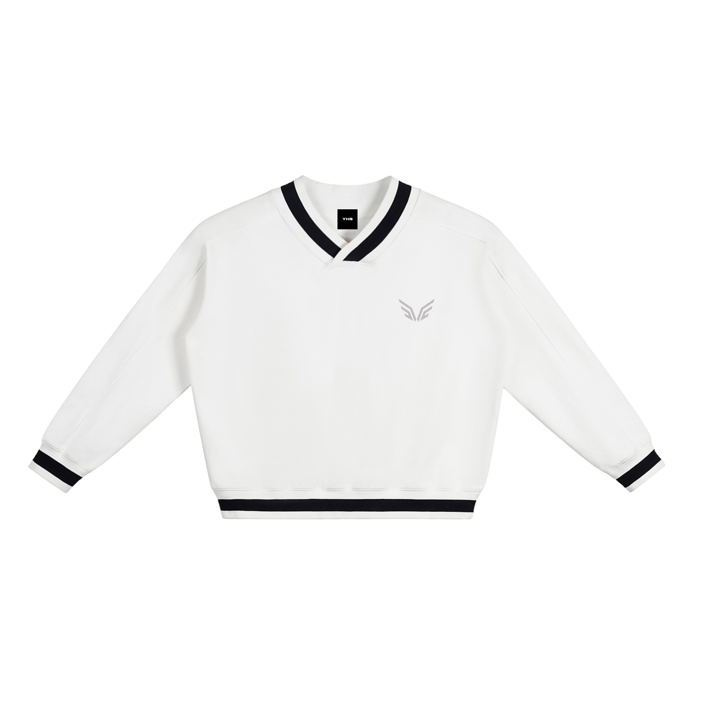 V-Neck Contrast Collar Boxy Sweatshirt