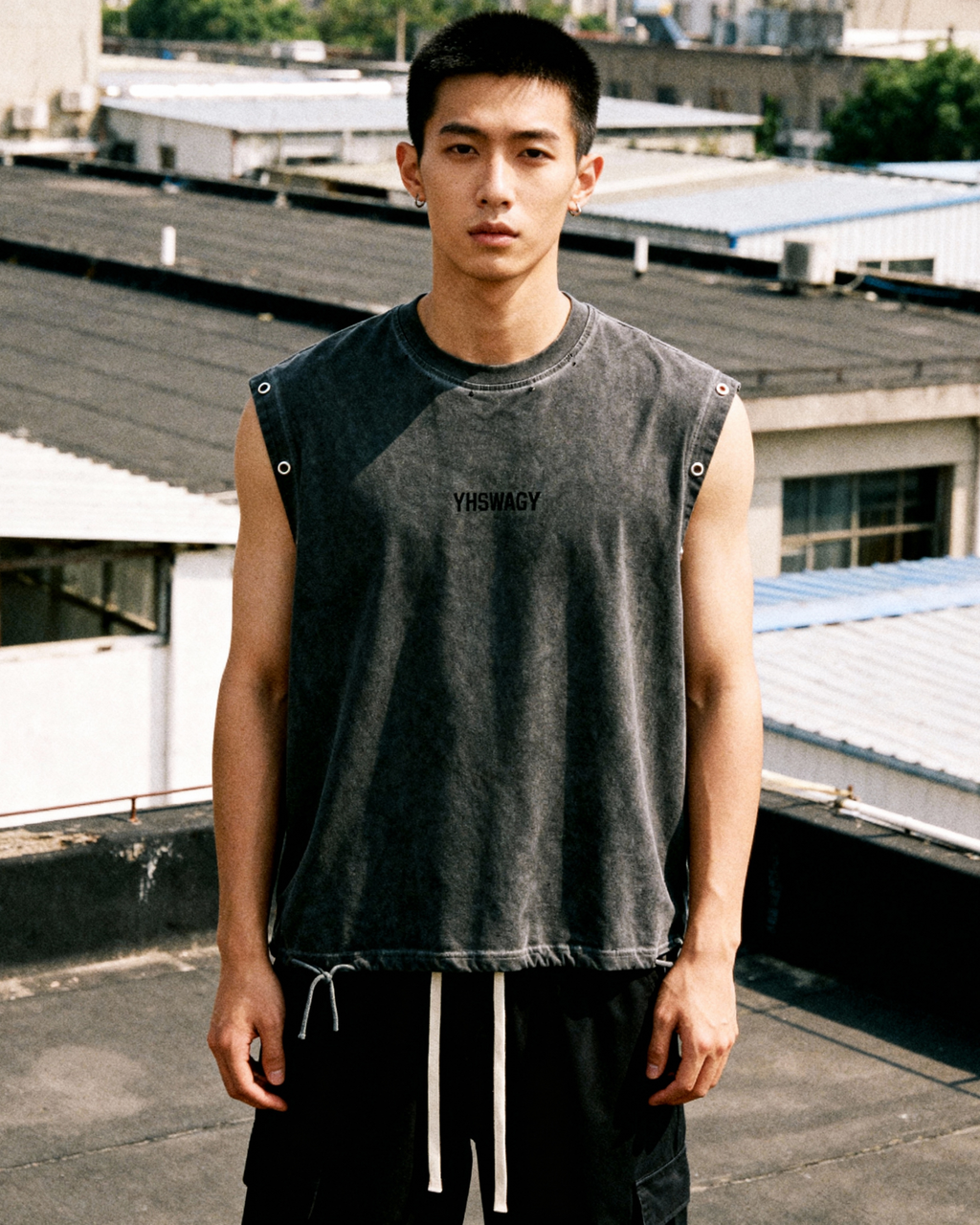 Distressed Grommet Eyelet Tank Top