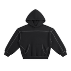 Contrast-Stitched Boxy Fleece Hoodie