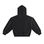 Contrast-Stitched Boxy Fleece Hoodie