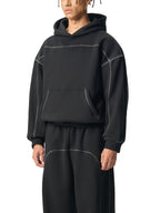 Contrast-Stitched Boxy Fleece Hoodie