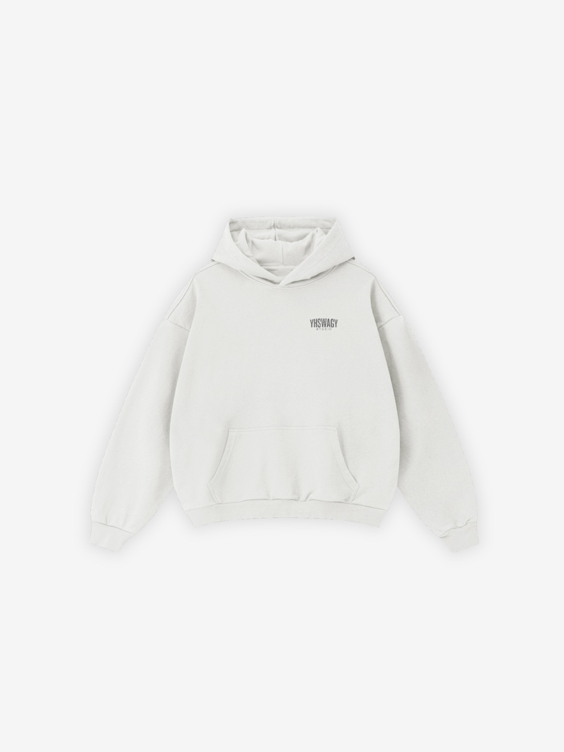 YHSWAGY Heavyweight Boxy Hoodie in White - Premium Heavyweight Streetwear, 400GSM boxy fit