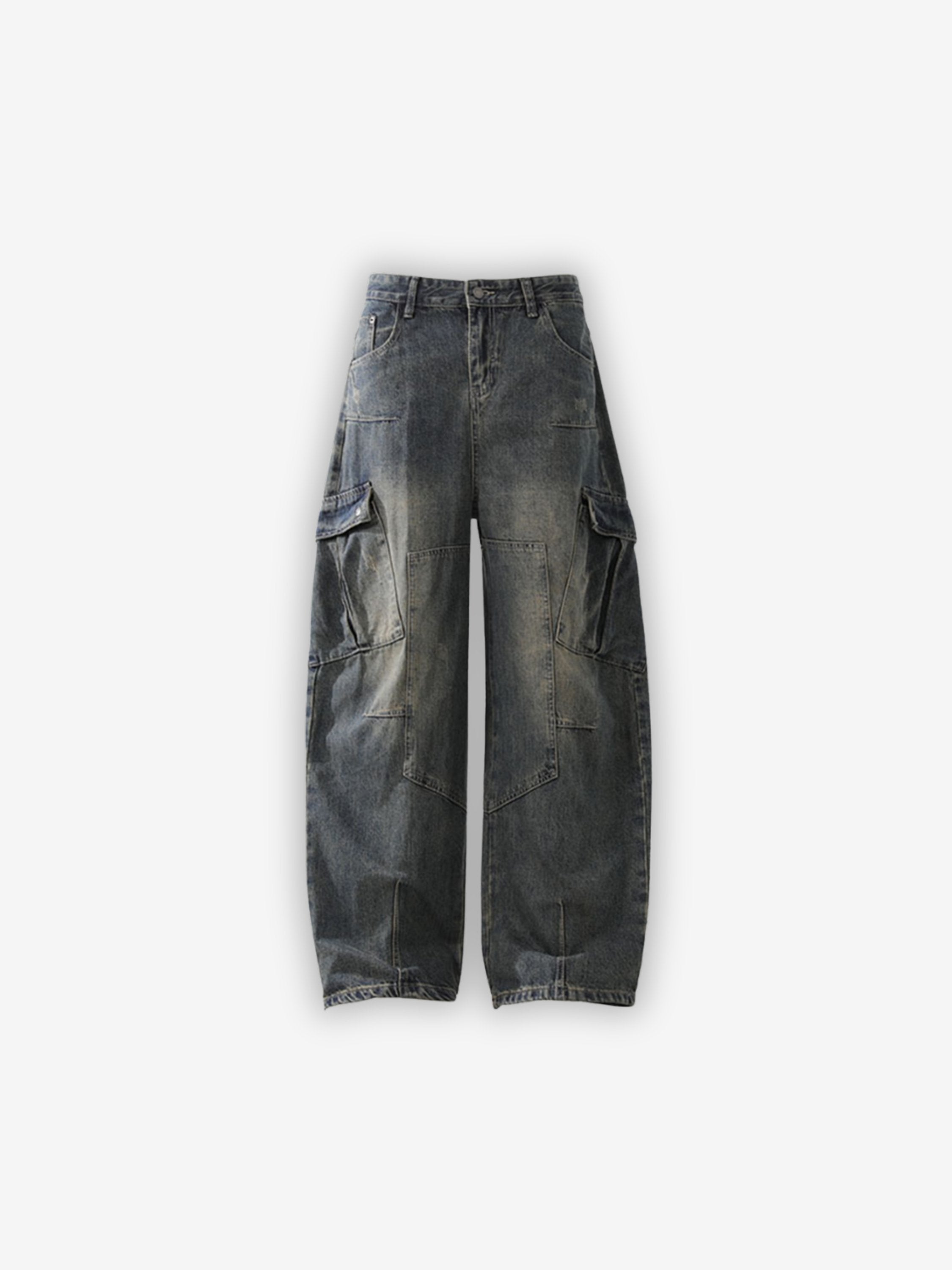 YHSWAGY heavyweight cargo denim in dark blue with vintage wash