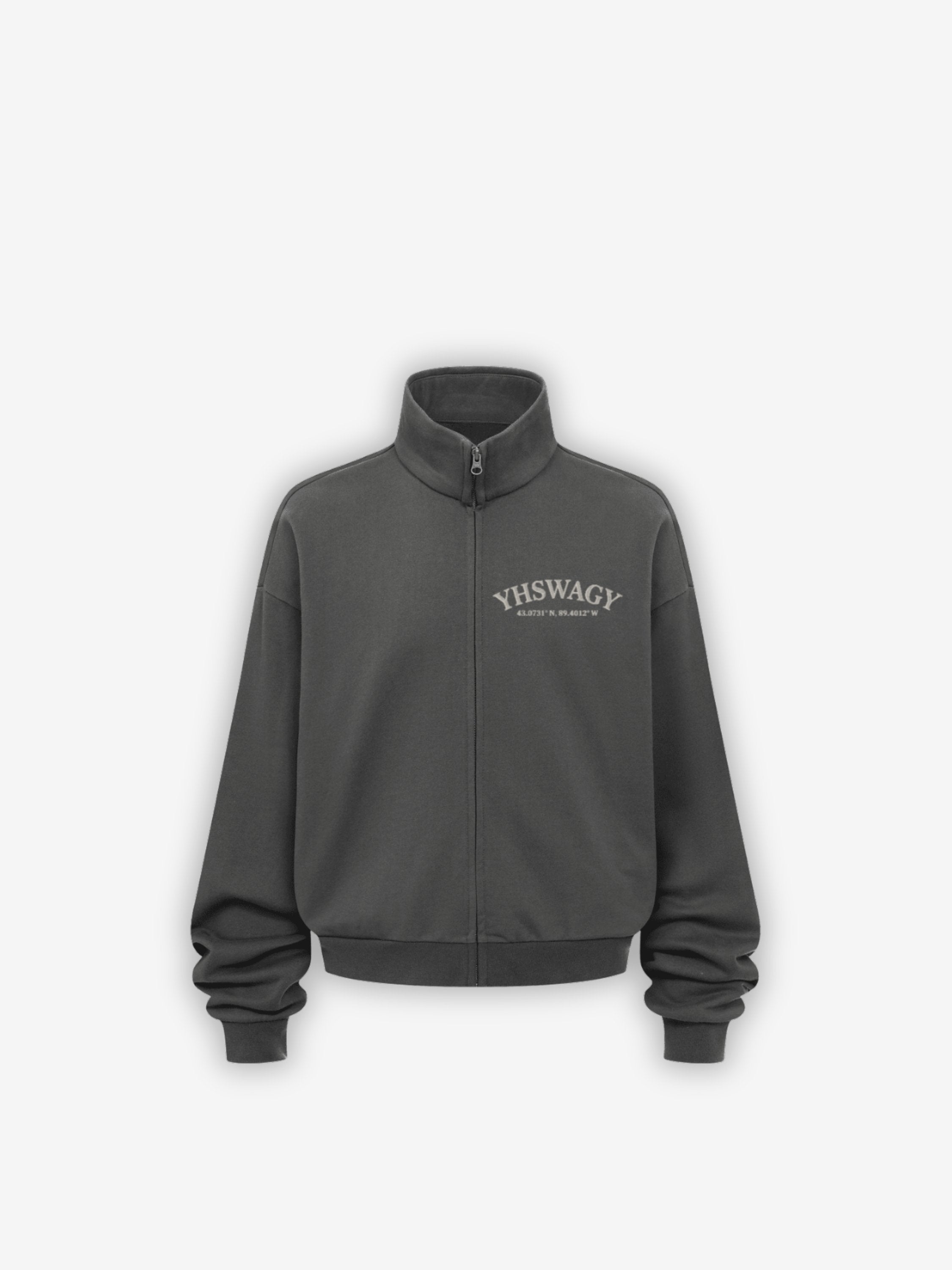 YHSWAGY stand collar track jacket in light apricot, 410GSM brushed fleece