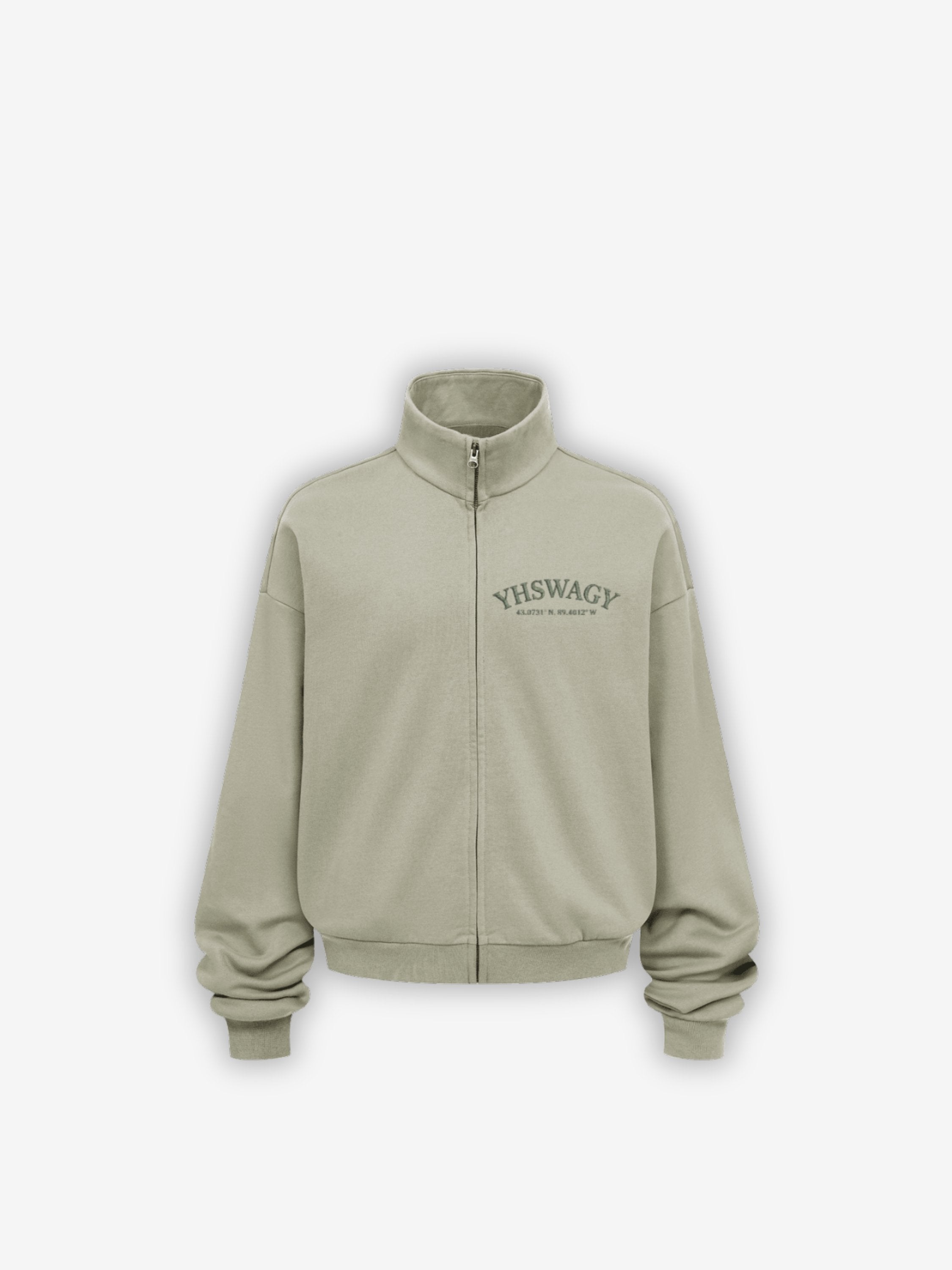 YHSWAGY stand collar track jacket in light apricot , 410GSM brushed fleece